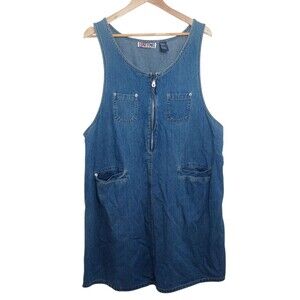 Extreme Denim Overalls Skirt Dress Women's Size Large Zip Pockets Y2k 90